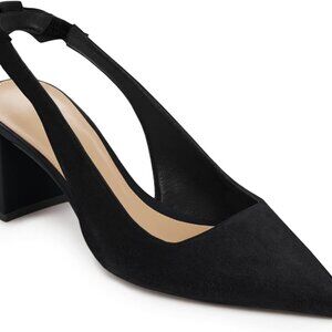 Womens Suede Pumps 8 Slip-On Pointed Toe Bowknot Chunky Block Heels